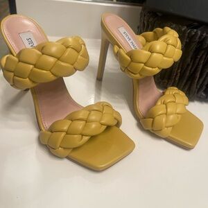 Steve Madden Mustard Yellow Braided Strap High Heel Sandals- Kenley